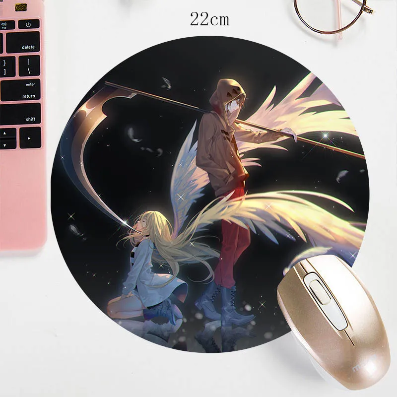 Круглый коврик для мыши японское аниме ангелы смерти 22x22 см маленький большая