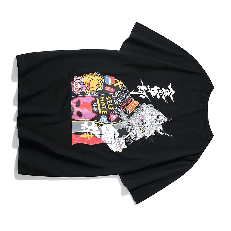 2019 японский Харадзюку с коротким рукавом высокое качество оригинальный принт