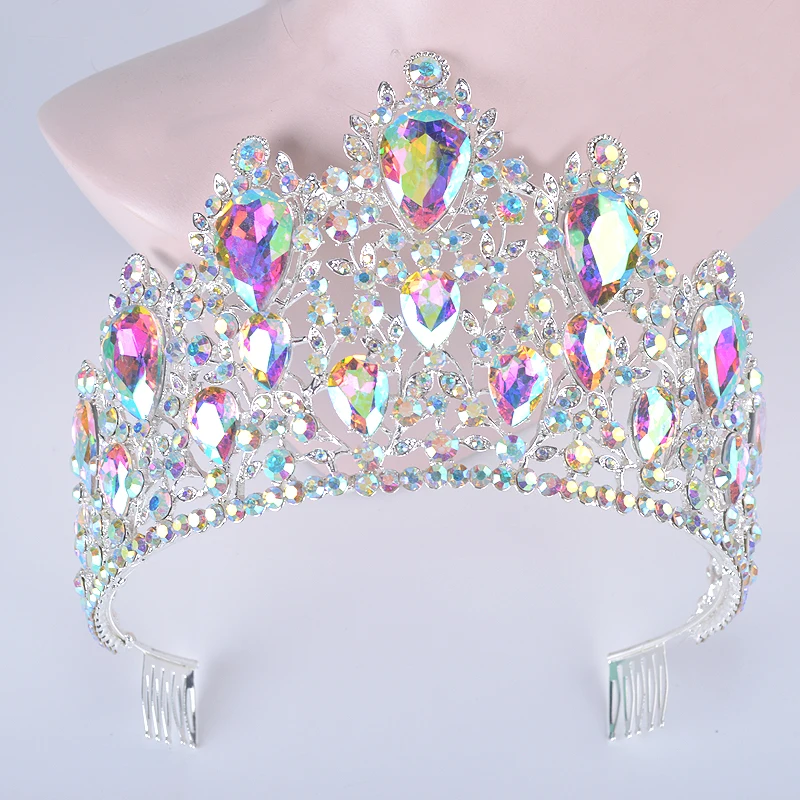 Эффектные серебряные AB цветные Искусственные Большие каплевидные Кристаллы