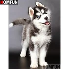 Алмазная 5d-картина HOMFUN сделай сам, полноразмернаякруглая вышивка крестиком животное, собака, подарок для домашнего декора, A00387