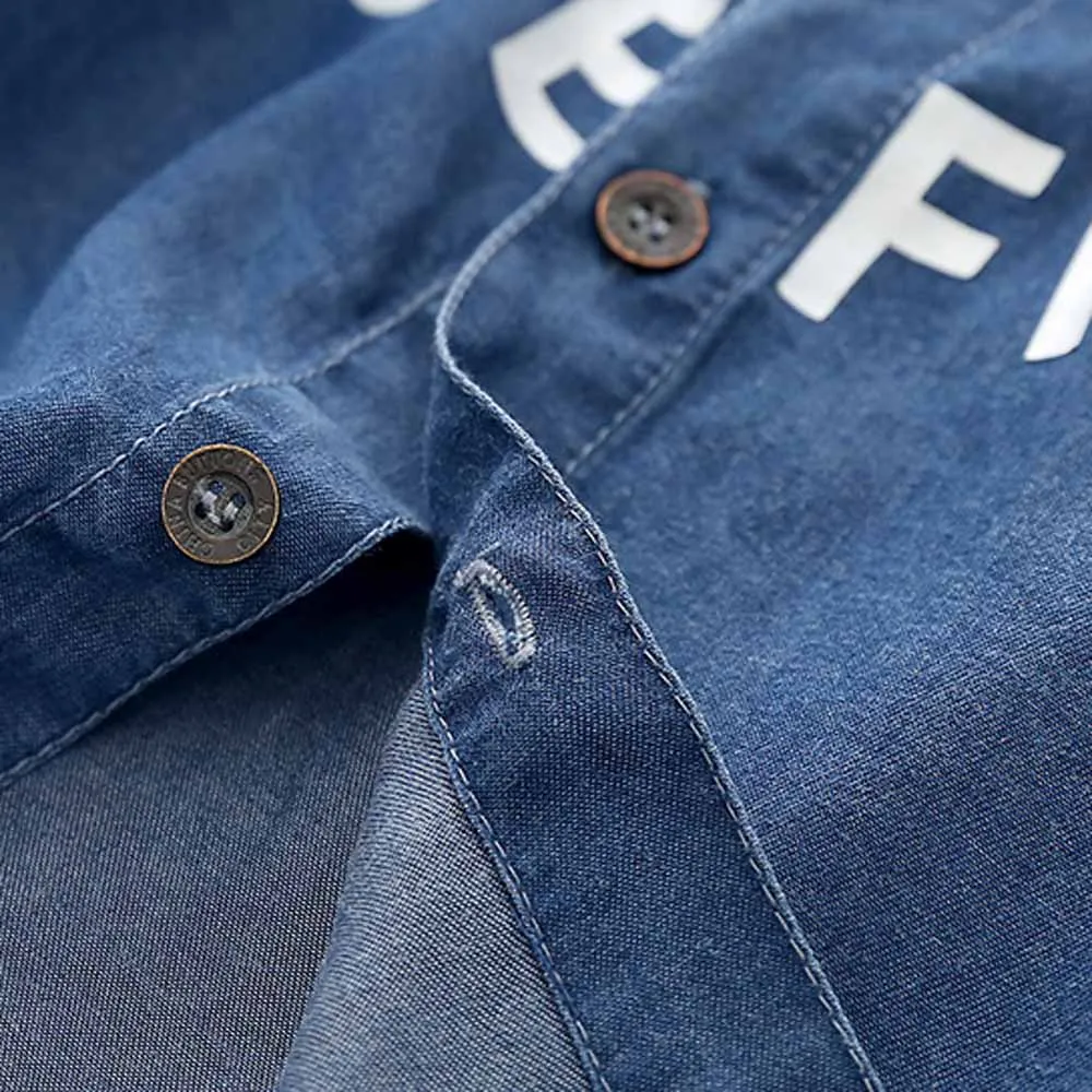 Джинсовая рубашка с длинным рукавом для маленьких мальчиков хлопковая весенняя
