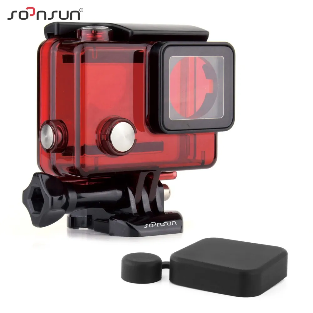 Водонепроницаемый корпус SOONSUN с крышкой для объектива GoPro Hero 3 + 4 аксессуары