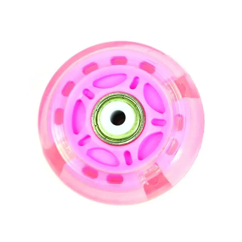 64MM pink 1 шт. детские роликовые мигающие колеса без подшипника высокого качества роликовые колеса для слалома/тормозной ролик скейт обувь - Цвет: 64MM pink
