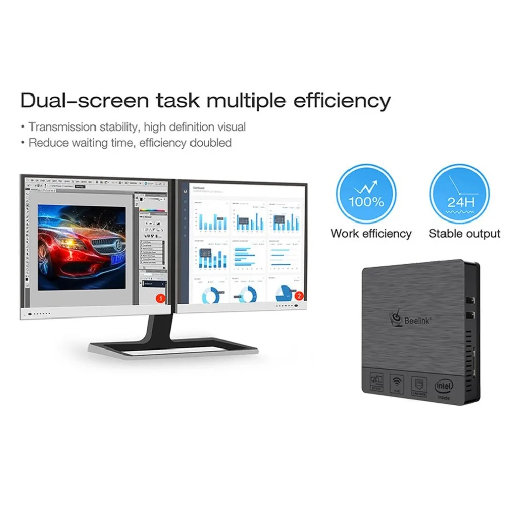 Мини ПК 4+ 64 Гб Intel Atom X5-Z8350 2,4/5,8 ГГц двухдиапазонный WiFi Bluetooth 4,0 Ethernet 1000 Мбит/с