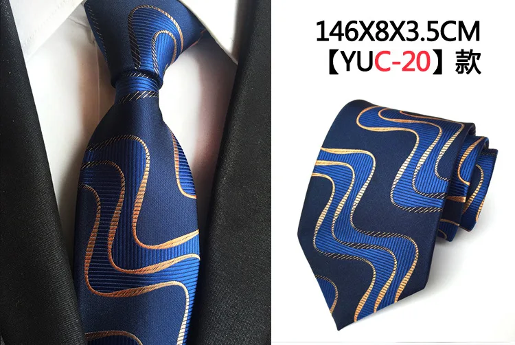 W20 Классический жаккардовый галстук с узором пейсли, шелковый галстук с цветами, красный, желтый, синий, мужские роскошные деловые, вечерние, свадебные, официальные Галстуки 8 см - Цвет: W20