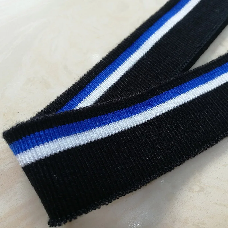 Black blue white 1 JIETAI красочные мерсеризованный хлопок трикотажные полосы ребра ткань тканевые аксессуары DIY воротник манжеты подол нижний воротник ничья текстурирование - Цвет: Black blue white 1