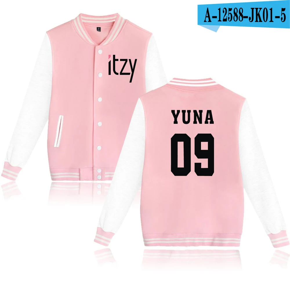 Itzy name/толстовки с капюшоном в стиле Харадзюку для женщин и мужчин, зимняя бейсбольная куртка кэжуал Modis Kpop, одежда больших размеров XXXXL k-pop - Цвет: pink