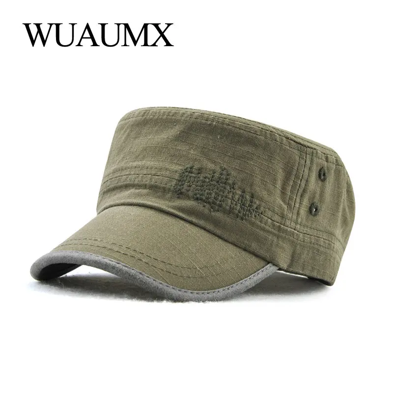 Wuaumx, новинка, весна-лето, военные головные уборы для мужчин и женщин, повседневная, плоская, военная Кепка, армейская Кепка, одноцветная, черная, регулируемая