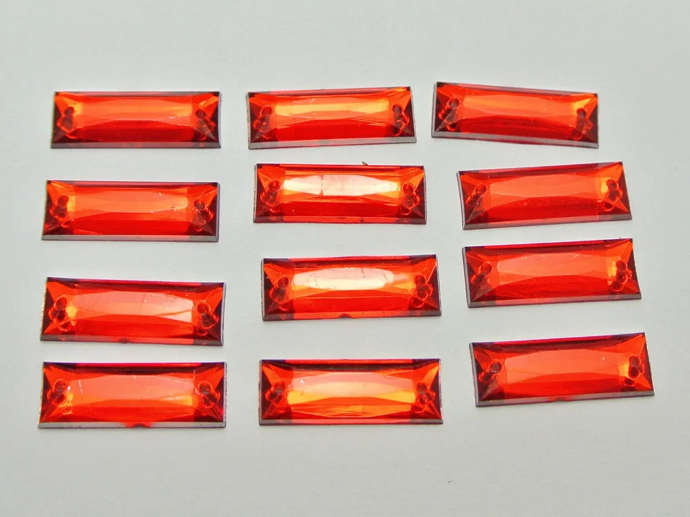 100 красные Акриловые Плоские бусины для шитья прямоугольные пришивания 7x19 мм |