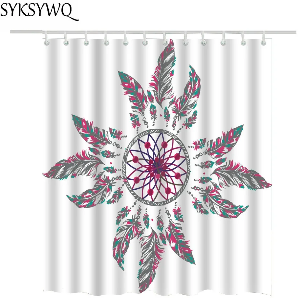Декоративная душевая занавеска с принтом перьев для ванной комнаты 2018 новый