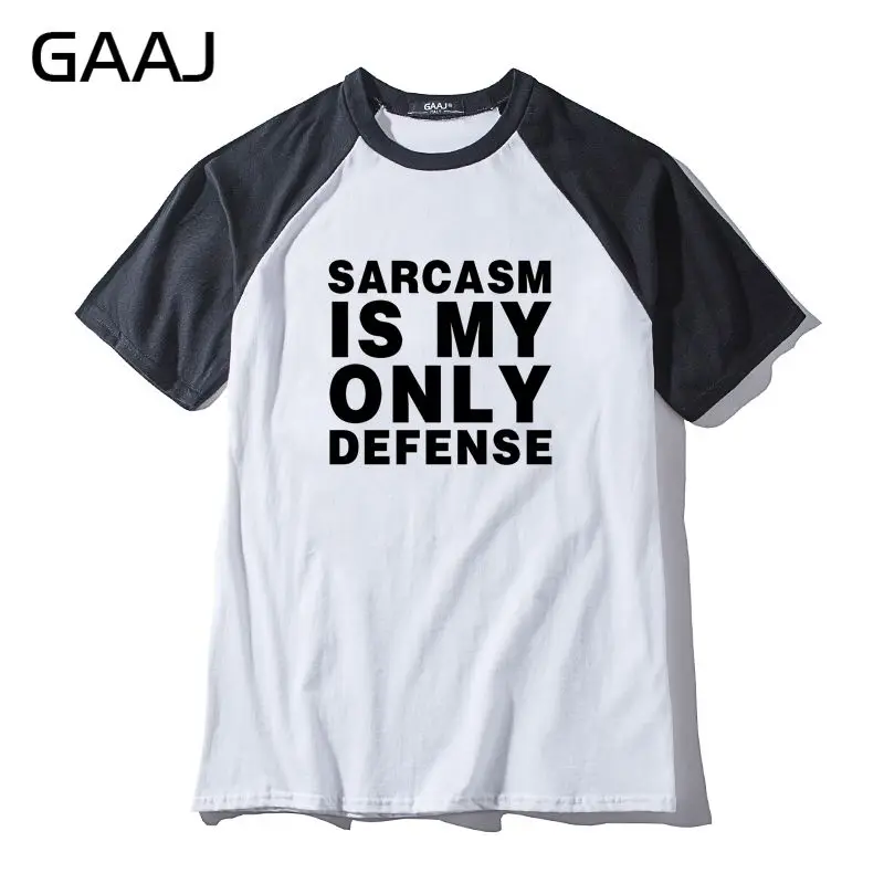 GAAJ &quotSarcasm Is My Only Defense&quot мужская и женская футболка с буквенным принтом унисекс