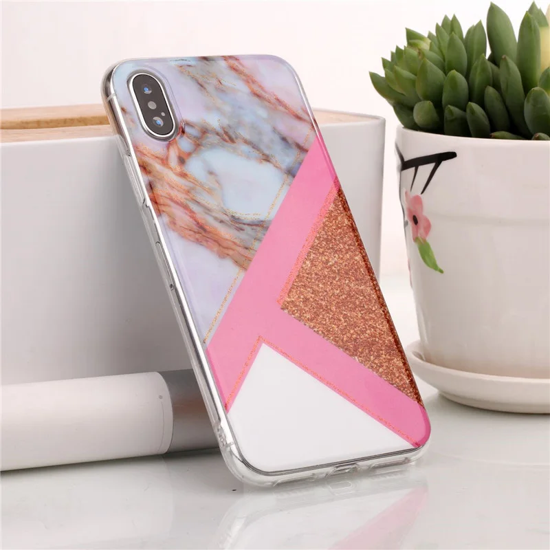 JiBan мобильный чехол для телефона iPhone 6 S 7 8 Plus X блеск полосатый ТПУ Мрамор плюс все