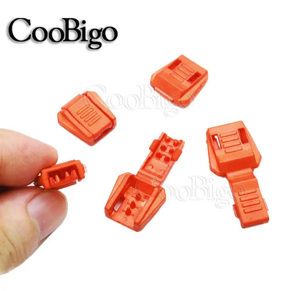 Orange 25 шт., 11 цветов, на выбор, концы шнура, застежка-молния, пуллер, Паракорд, трос, фиксатор кончика, пластиковый для рюкзака, сумки на молнии, съемник, запчасти для самостоятельной сборки - Цвет: Orange
