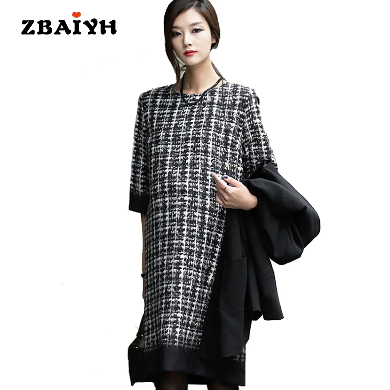 Осенне-зимнее платье для беременных модное с круглым вырезом и коротким рукавом