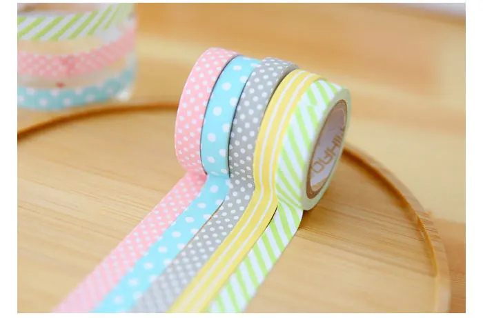 5 шт/лот DIY милый кавайный конфетный цвет Васи ленты прекрасный точка полоса декоративные ленты для фотоальбома