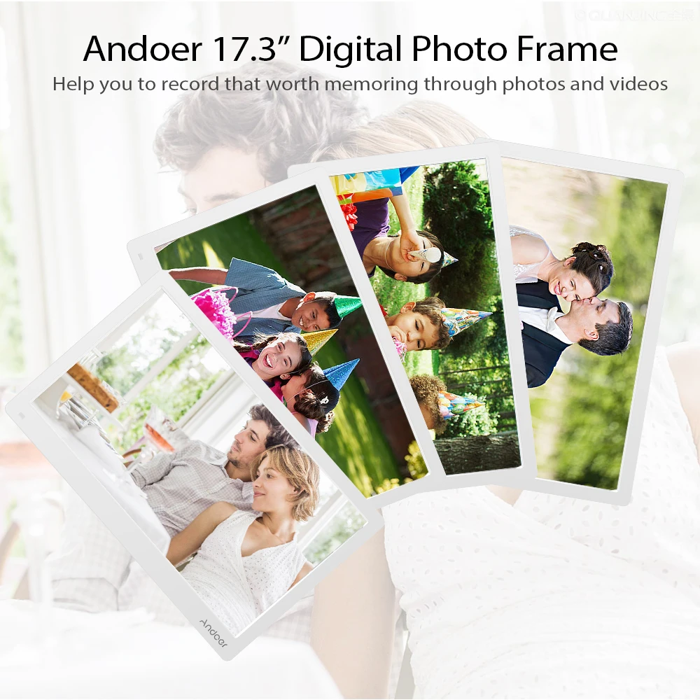 Andoer 17,3 дюймов цифровая фоторамка FHD 1920*1080 ips экран фотоальбом часы календарь видео плеер Пульт дистанционного управления