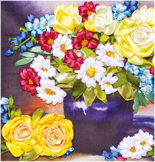 Набор для вышивки крестиком сделай сам 3D картина из простой ленты Цветочная