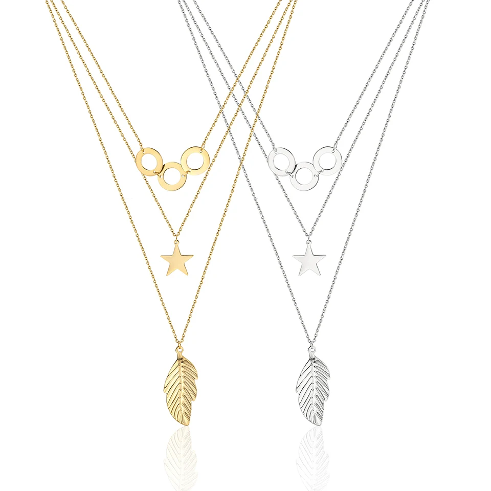 RIR уникальное трехслойное многослойное ожерелье для женщин Bijoux Femme колье массивное ожерелье с подвеской Длинная цепочка ожерелье s