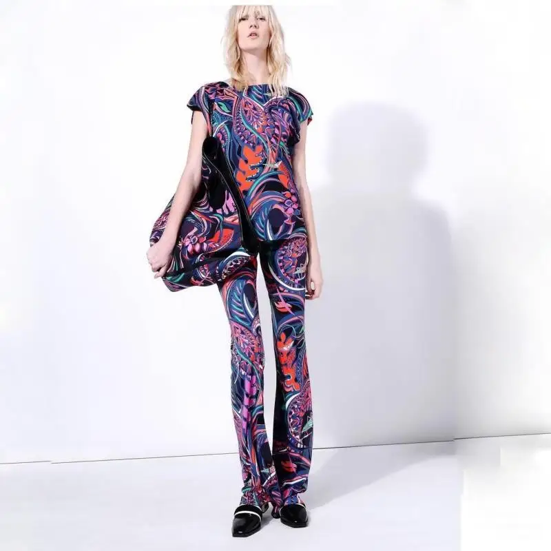 Европейские Новые идеальные эластичные облегающие брюки с принтом slik Джерси