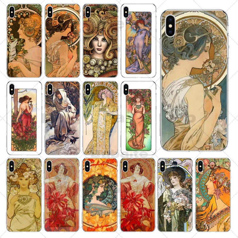 ALPHONSE MUCHA прозрачный ТПУ мягкий резиновый чехол для телефона iphone XS max XR X 8PLUS 8 7PLUS 7 6S