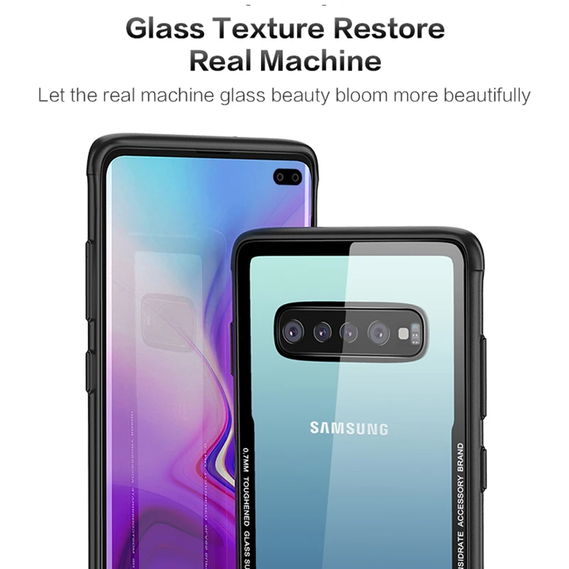 FLOVEME чехол из закаленного стекла для samsung Galaxy S10 Plus с мягкими краями S10e жесткий s