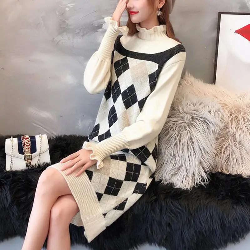 Новинка женские платья-свитера с длинным рукавом на осень и зиму Женский пуловер