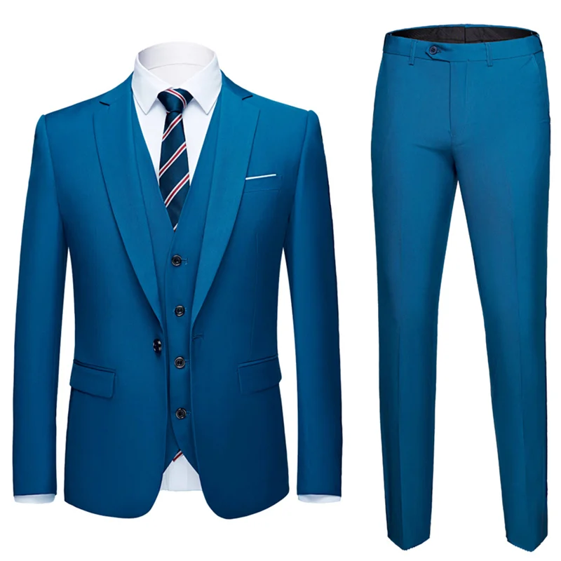 Lake Blue Plyesxale желтые, красные, фиолетовые, зеленые, коричневые, розовые, белые мужские свадебные костюмы из 3 предметов, мужские костюмы размера плюс 4XL 5XL 6XL Q148 - Цвет: Lake Blue