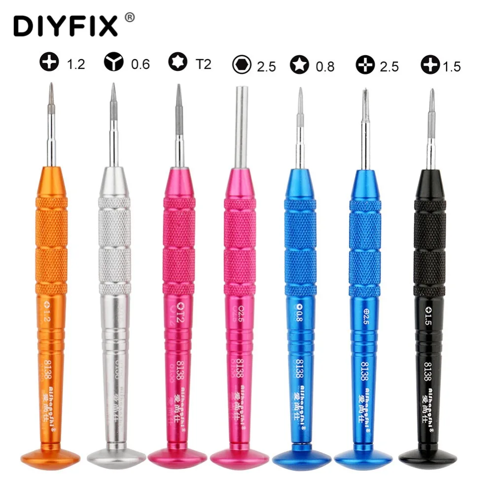 DIYFIX прецизионных отверток P2 1,2 1,5 крест 2,5 Phiilips 0,6 Y Совет T2 2,5 Hex для iPhone samsung телефон MP3 Ремонт Открытие Инструмент