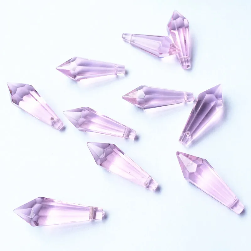 

100pcs 36mm Pink Crystal Chandelier Lamp Lighting Parts Prisms Drops(Free Rings) Hanging Decoration Wedding Accessories