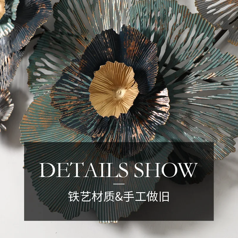 3D Europe Luxury iron wall decor for living room Creative wall handmade metal hanging decoration habitacion iron flowers decor