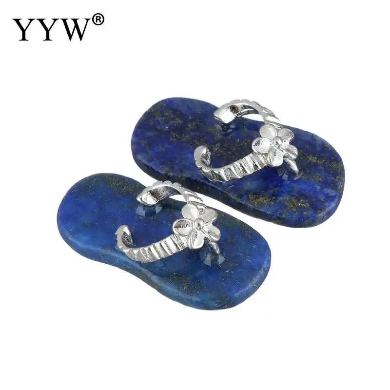 lapis lazuli YYW, 1 пара, Женские Подвески для влюбленных, ювелирные изделия, новая мода, тапочки, очаровательные Висячие, натуральный прозрачный кварц, опал, роза, камень, подвески - Окраска металла: lapis lazuli