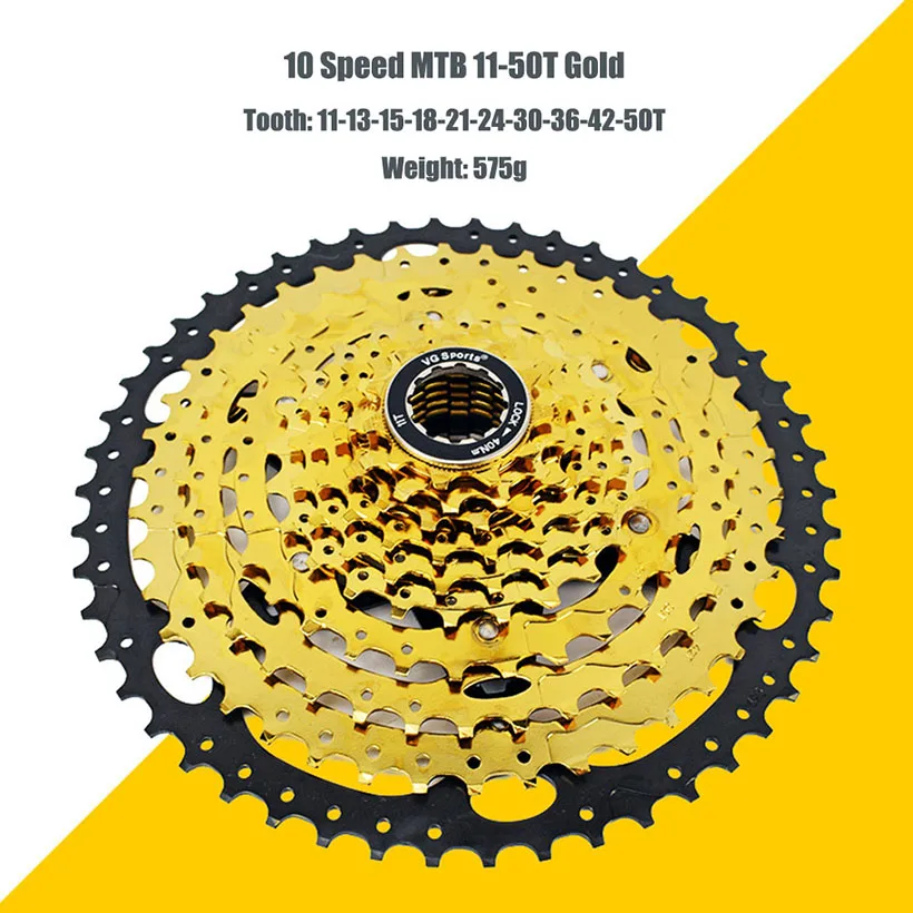 11-50T Gold Велосипед MTB Freewheel 10 скоростей 11-32 T/36 T/40 T/42 T/46 T/50 T SRAM дорожный велосипед кассета маховик 10 V cog cdg VG Sports - Цвет: 11-50T Gold
