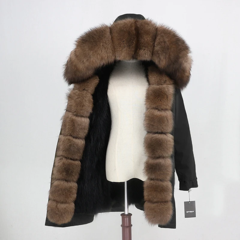 OFTBUY, водонепроницаемая парка, пальто из натурального меха, натуральный Лисий мех, капюшон, зимняя куртка для женщин, съемная верхняя одежда, уличная одежда, роскошная теплая