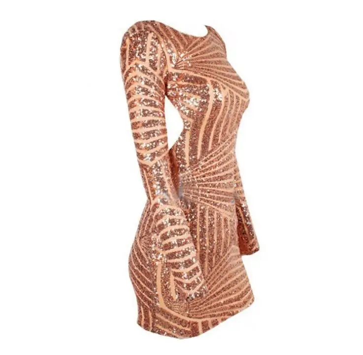 Сексуальное женское блестящее Клубное платье с открытой спиной и блестками