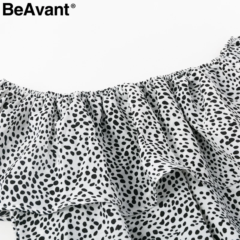 BeAvant с открытыми плечами в горошек короткое платье принтом для женщин летние