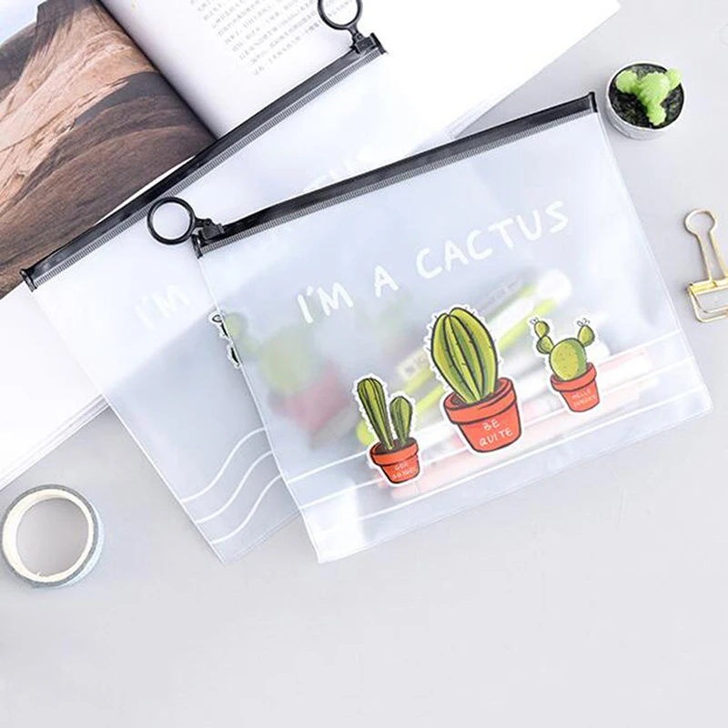 Кактус ПВХ Водонепроницаемый пеналы прозрачная канцелярская Папка регистратор
