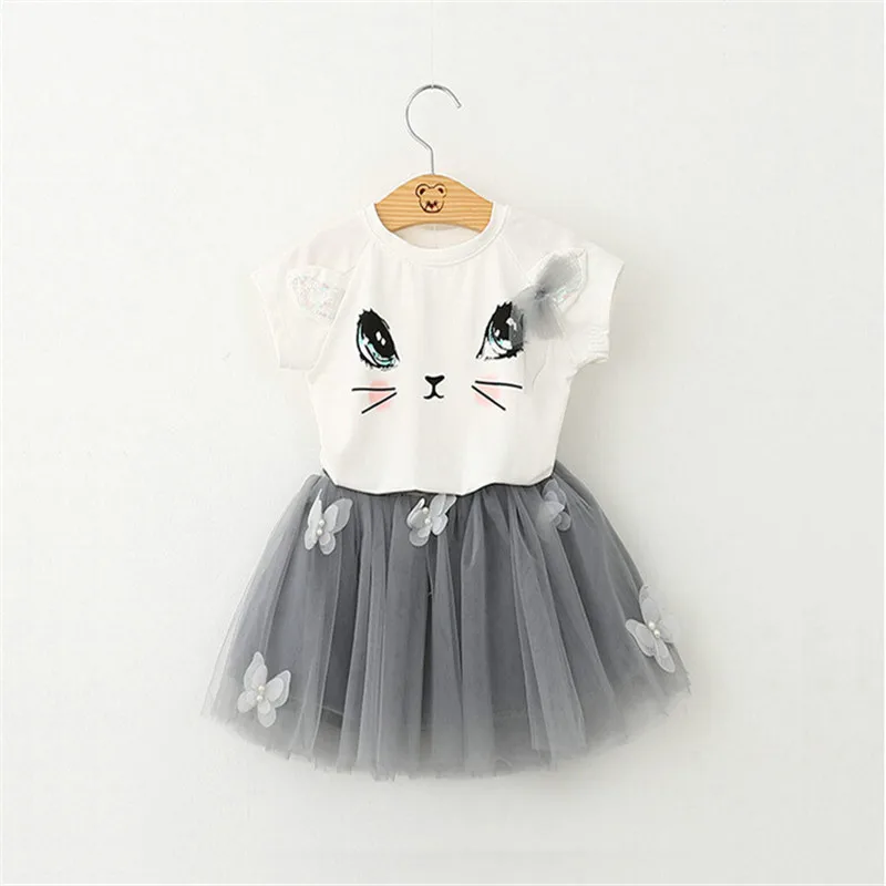 Комплекты одежды для девочек новинка Модная стильная футболка с мультяшным