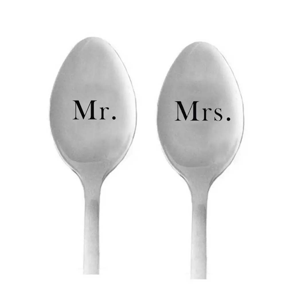 Пара Mr Mrs кофейная ложка с надписями из нержавеющей стали для еды Мороженое