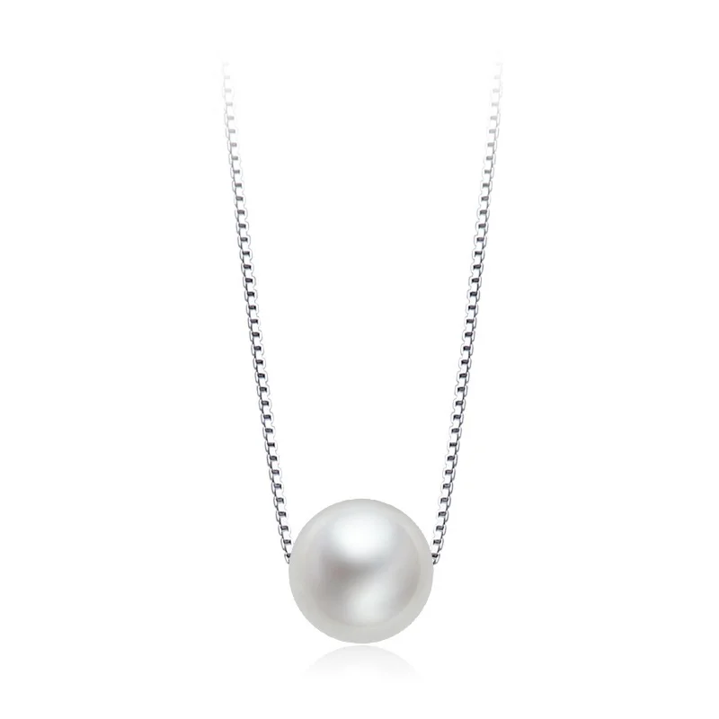 White pearl SPEZ Настоящее натуральное пресноводное жемчужное ожерелье для женщин с стерлингового серебра 925 серебряная цепь Модный - Цвет камня: White pearl
