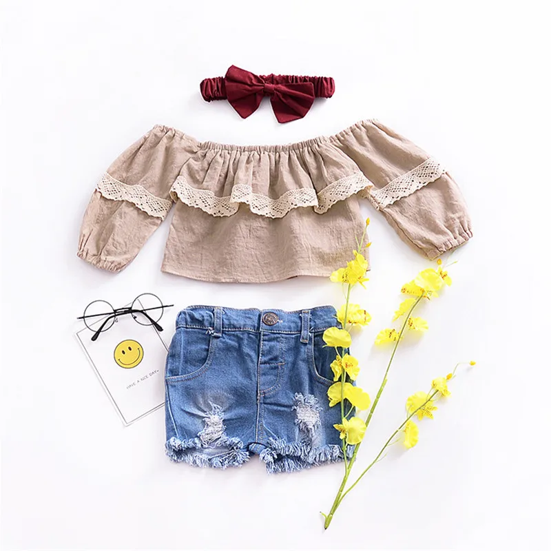 2018 для маленьких девочек одежда с вырезом лодочкой полный рукав рубашки Дети