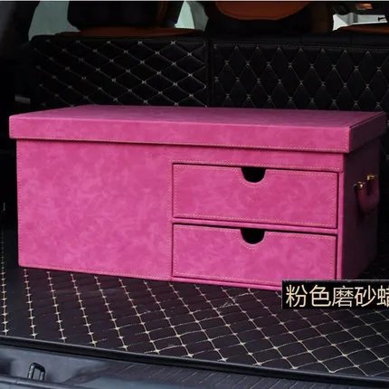 pink Высококлассный автомобильный органайзер для багажника, автомобильный ящик для хранения, чехол для багажника автомобиля - Название цвета: pink