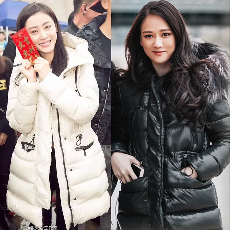 New Big Fur Collar Parka Thickening 90% White Duck Down Coat Fashion Winter Jacket Women Hooded Warm Short Feather Outwear PJ338 | Женская