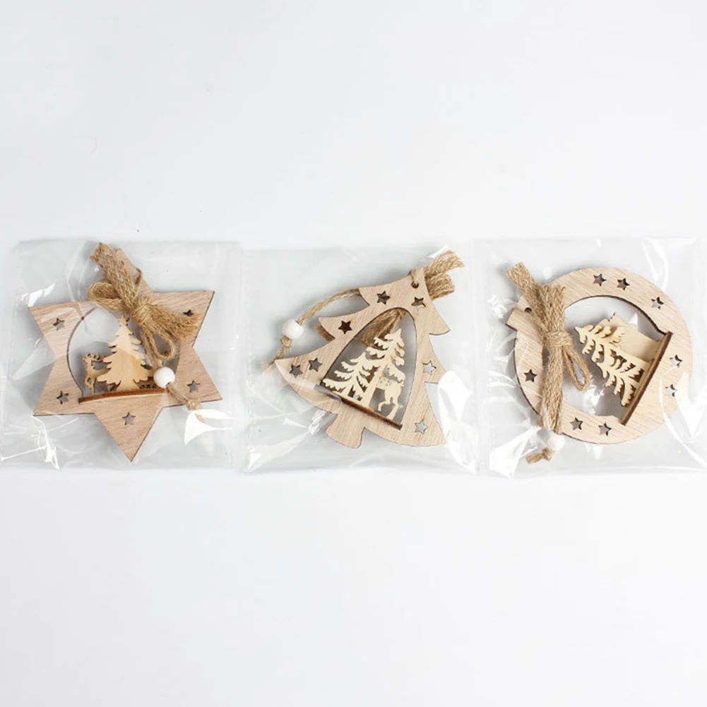 Sharp шестиугольная звезда кулон Висячие Орнамент Дерево чип подвески для