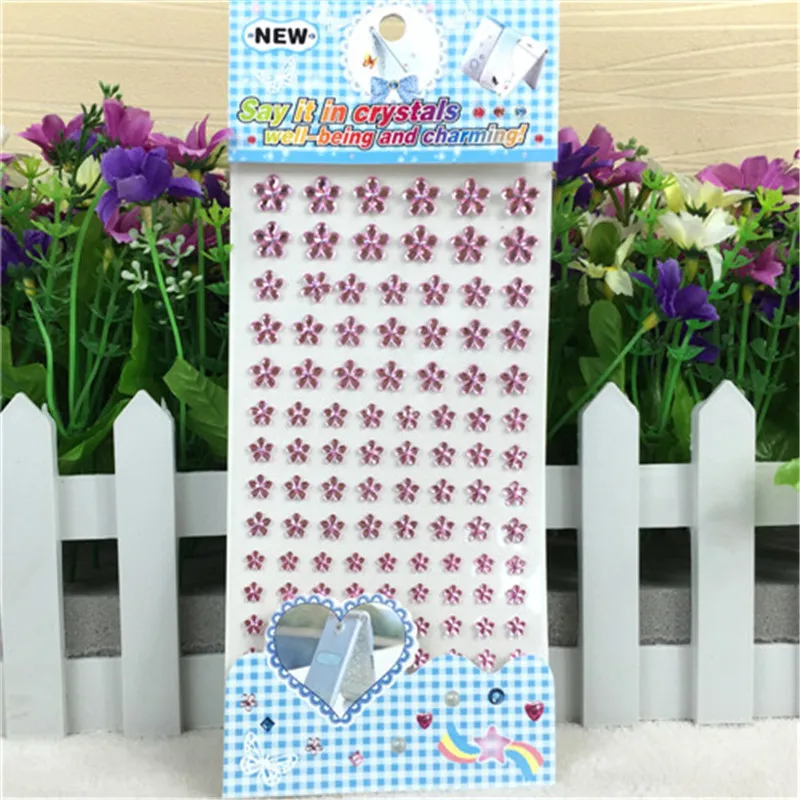 Детские новые игрушки Самоклеящиеся 3d наклейки с кристаллами и розовыми цветами