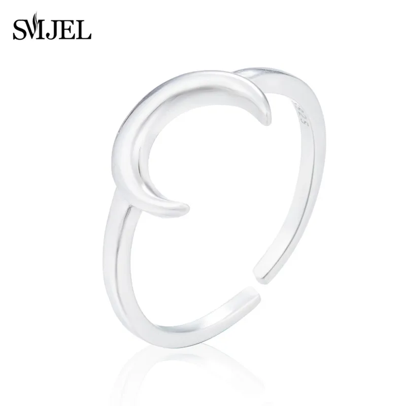 SMJEL 925 пробы серебряные кольца с полумесяцем для женщин Рождественский подарок кольцо с полумесяцем и рогом оленя женские модные ювелирные изделия