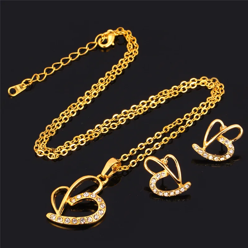 Комплект из колье и сердца желтого золота S504|wedding jewelry|wedding jewelry wholesaleheart necklace set |