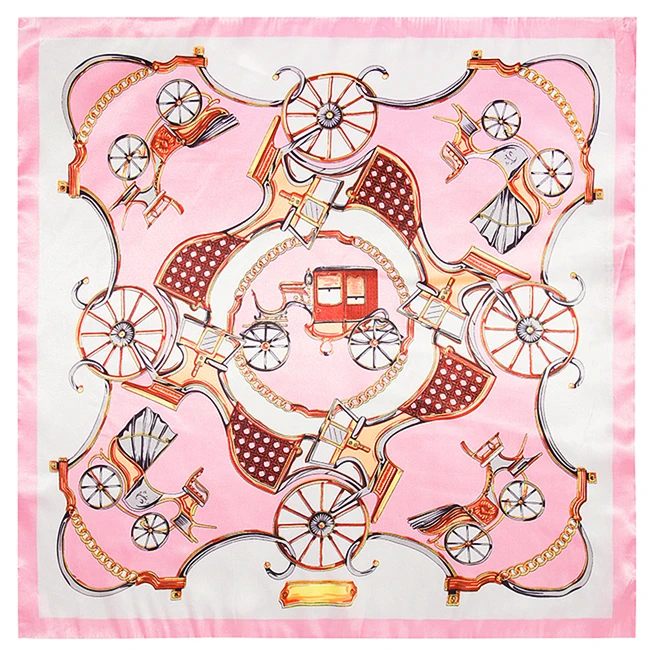 

60cm*60cm Women 2017 New Fashion Imitated Silk Chain and Brand Carriage Printed Small Square Scarf Hot Sale