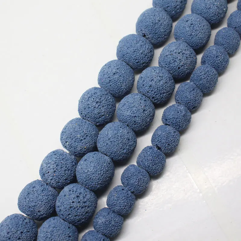 

Mini. order is $7!10,12,14mm Blue Volcanic Rock Round Loose Beads Strand 15"