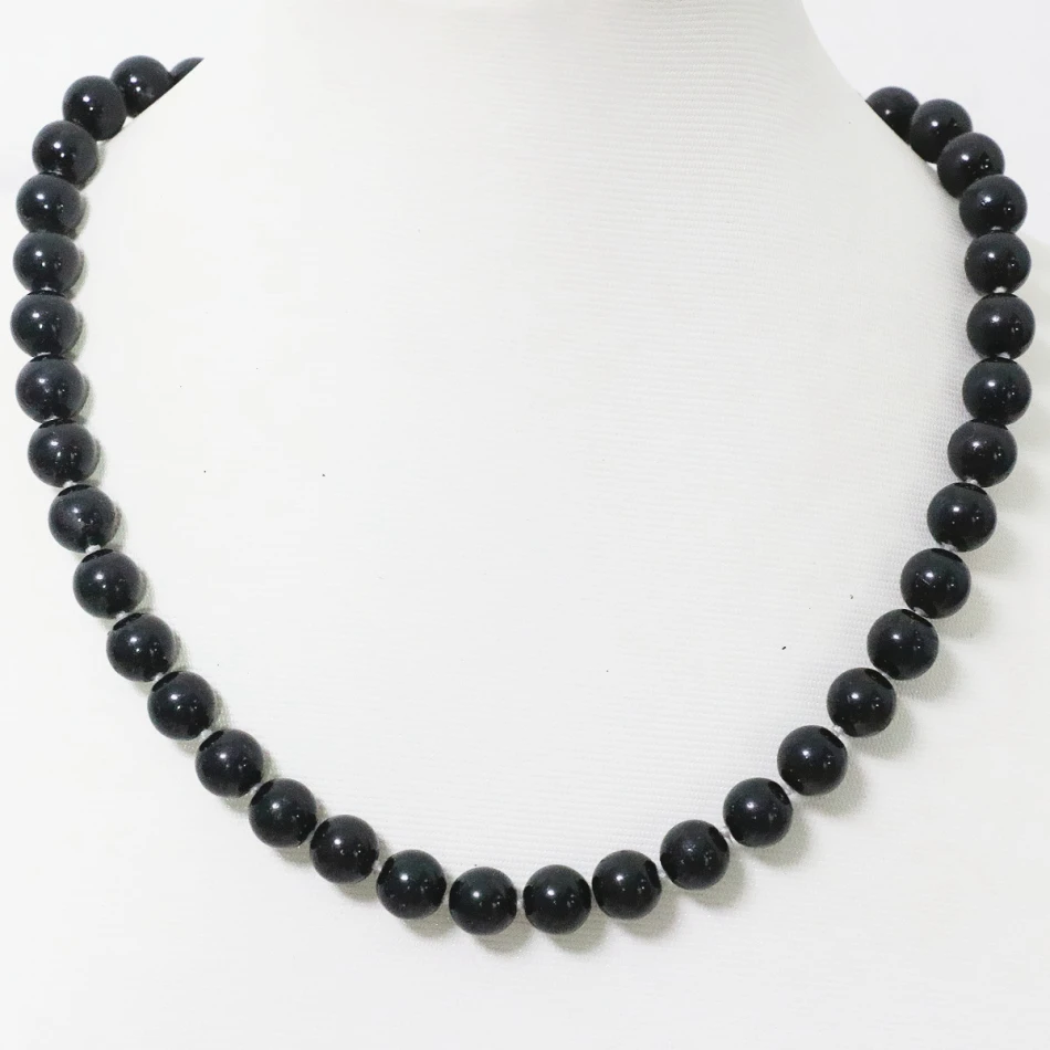 

Black baking paint glass round beads necklace for women hot slade 8mm,10mm,12mm,14mm pretty party gift jewelry 18inch B1642