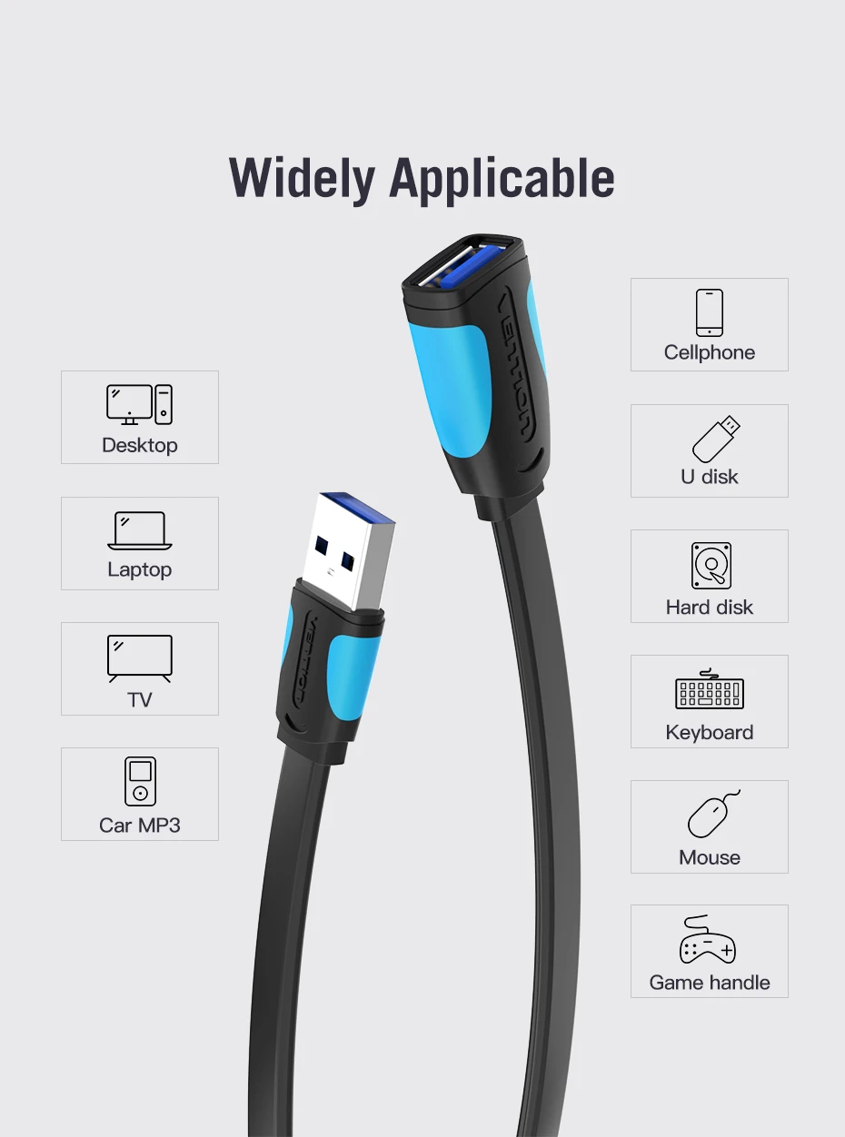 Vention USB2.0 3,0 кабель-удлинитель для мужчин и женщин кабель-удлинитель USB3.0 кабель-удлинитель для портативных ПК USB кабель-удлинитель